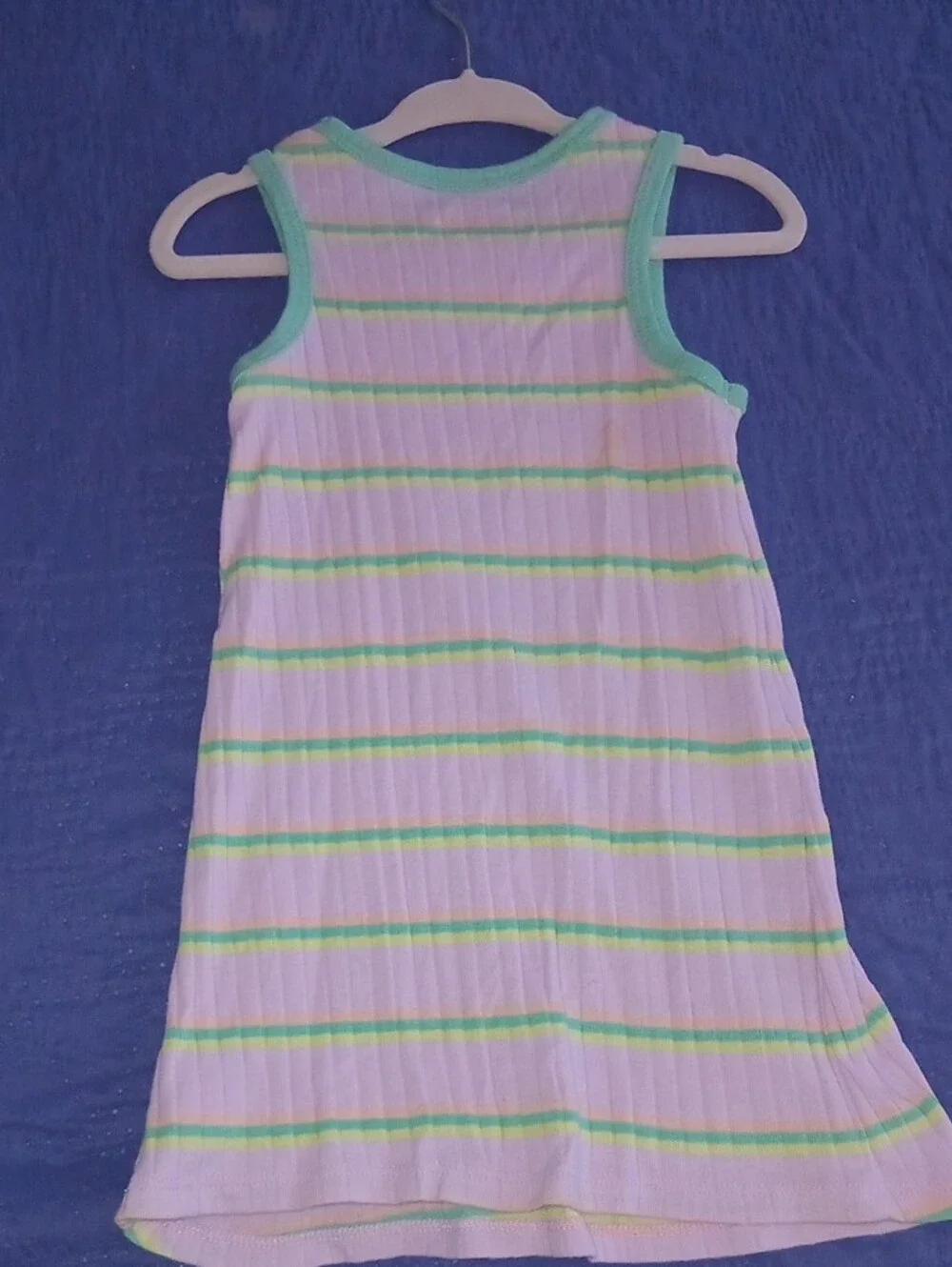 Cat & Jack White Tank Dress with Green and Yellow Stripes